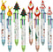 Maydahui 12PCS Christmas Multicolor Ballpoint Pen 6-in-1 Pens Retractable Priting Pen Snowman Reindeer Christmas Tree Santa Claus for Christmas Pa...