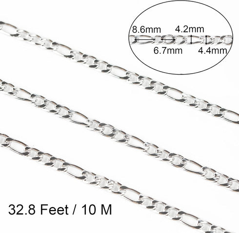 Jabogrii 32.8 Feet Silver Jewelry Making Chains Stainless Steel Necklace Bracelet Women Chains Spool with Lobster Clasps and Open Jump Rings...