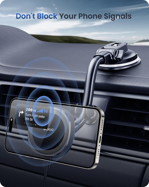 OQTIQ for MagSafe Car Charger, Magnetic Wireless Car Charger Compatible with iPhone 15 14 13 12 Series, 15W Fast Charging Car Phone Mount for Wind...