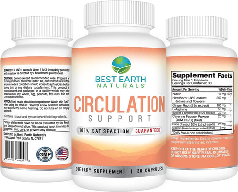 Best Earth Naturals Circulation Supplement - Balanced Formula for Optimal Circulatory Support - 30 Capsules (30-Day Supply)...