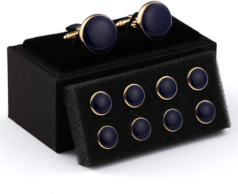 Aienid 2pcs Cufflinks and 8pcs Cuff Studs Set for Men Stainless Steel Tuxedo Shirts Business Wedding...