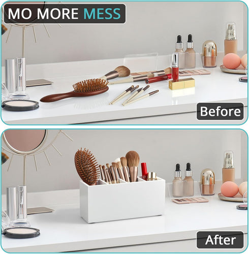 Pencil Pen Holder for Desk, Wooden Office Desk Organizers and Accessories with 4 Slots for Countertop, Makeup Brush Holder Organizer for Bathroom ...