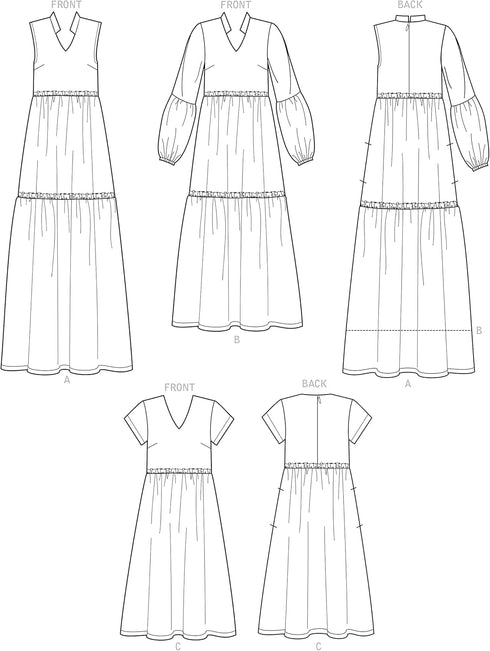 Simplicity Misses' and Women's Tiered Dress Packet, Code 9265 Sewing Pattern, Sizes XXS-XXL, White...