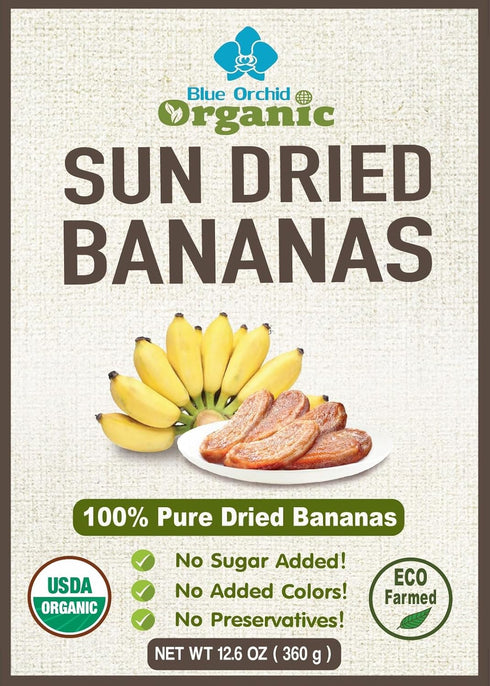 Organic Sun Dried Whole Bananas | No Sugar Added | No Preservatives | Unsulfured | Soft and Chewy Little Bananas | Thai Natural Fruit Snacks | Sup...