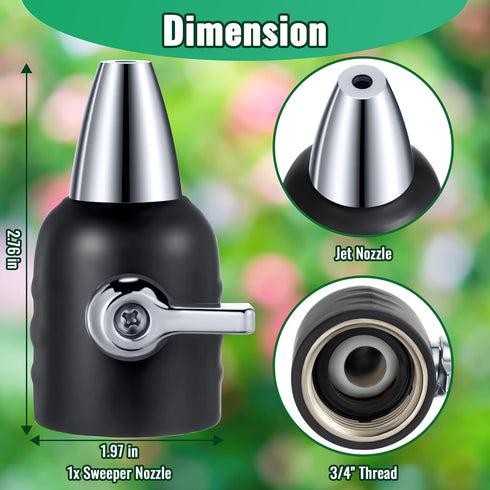 Feekoon Jet Nozzle with Shut Off, 3/4" GHT Sweeper Garden Hose End Zinc Nozzle with Shut Off Valve, Water Hose Sprayer Jet Nozzle for Garden Water...