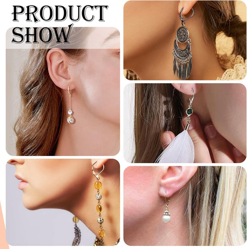 TOAOB 200pcs 8 Colors Leverback French Earring Hooks Brass Dangle Earwires 10x15mm Earring Parts Jewelry Making Findings...