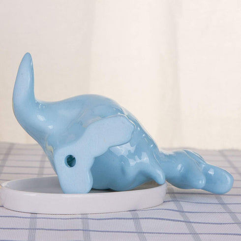 VanEnjoy Desktop Cute Cartoon Blue Tyrannosaurus Dinosaur Ceramic Succulent Pot with Tray, Bonsai Cactus Flower Pot Vase Holder Decorative Organiz...