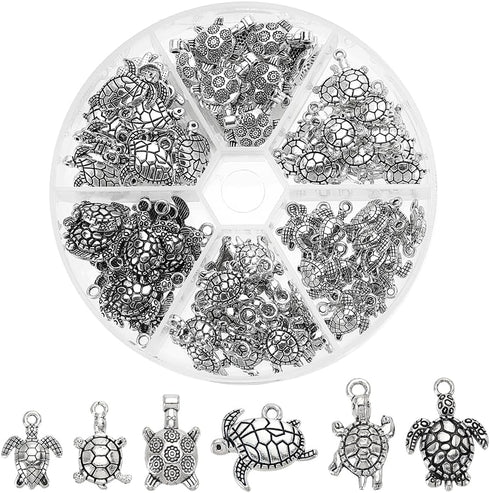 PH PandaHall Tibetan Turtle Shaped Alloy Charms, Vintage Turtle Pendant Turtle Charms for Bracelet Necklace Jewelry DIY Crafting...