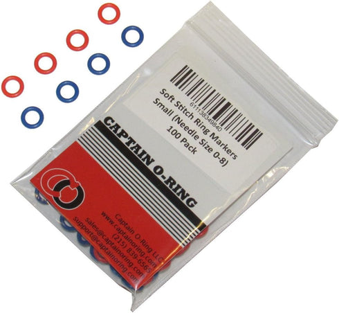 (100 Pack) Soft Stitch Ring Markers, Red & Blue (Small Size for Needle Sizes 0-8, for Knitting/Crochet/etc)...