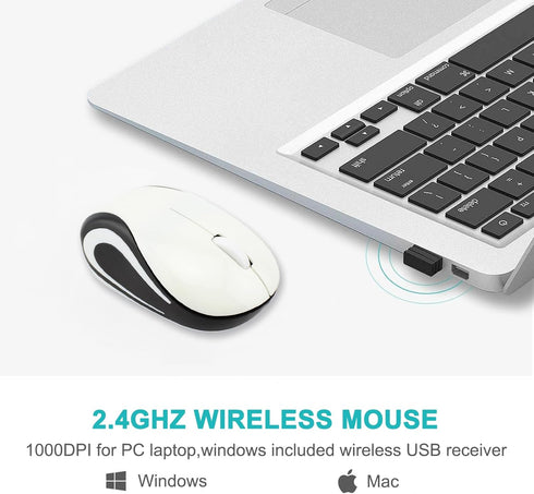 Wireless Mouse Cute Mini Computer Mouse Small Size Pocket Portable Compact Travel USB Optical Mice 3 Buttons 1000 DPI Cordless Mouse for Laptop PC...