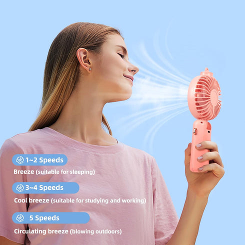 Handheld Fan Portable Misting Fan, Rechargeable Personal Mister Fan with 5 Speeds 3000mAh Battery Operated Fan with Mist, LED Display, 90° Foldabl...