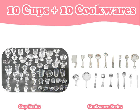 150Pcs Miniature Food Drinks Bottles Dollhouse Accessories 1:12 Mini Stuff Things Toy Set Dollhouse Pretend Kitchen Play Game Tiny Baking Hamburge...