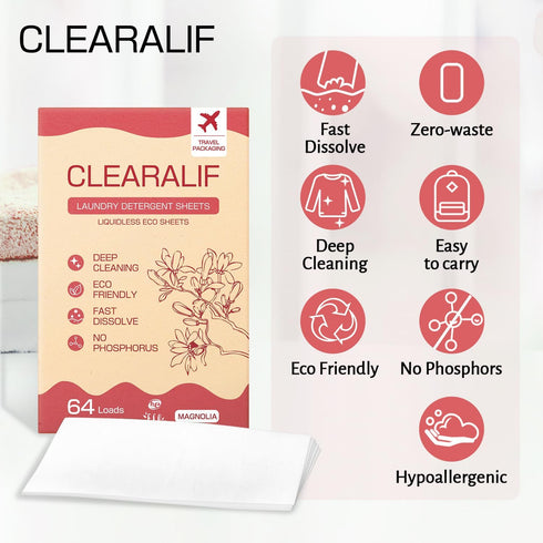 CLEARALIF Laundry Detergent Sheets, Magnolia, 64 Load, CLEARALIF Laundry Detergent Strips Eco Friendly & Hypoallergenic...