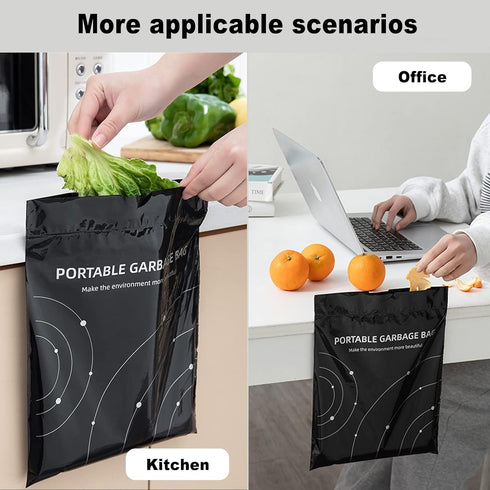 Disposable Trash Bags for Cars, Vomit Bags Pack of 100, Portable Drawstring, Paste Dual-Use Self Adhesive Cleaning Bags, Easy Stick on and Hanging...