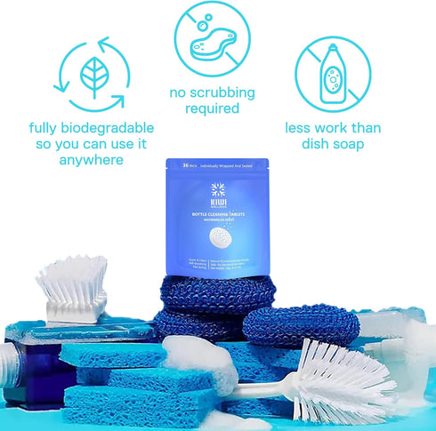 Bottle Cleaning Tablets (Pack of 12), No Scrubbing Needed, Just Drop in and Forget, Removes Limescale and Kettle Rust (12)...