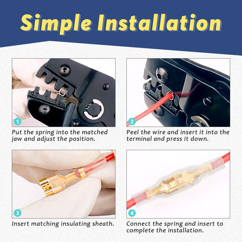 Glarks 720Pcs 2.8mm 4.8mm 6.3mm Male and Female Wire Spade Connector and Insulating Sleeve Assortment Kit Copper Wire Crimp Terminal Block with Ny...
