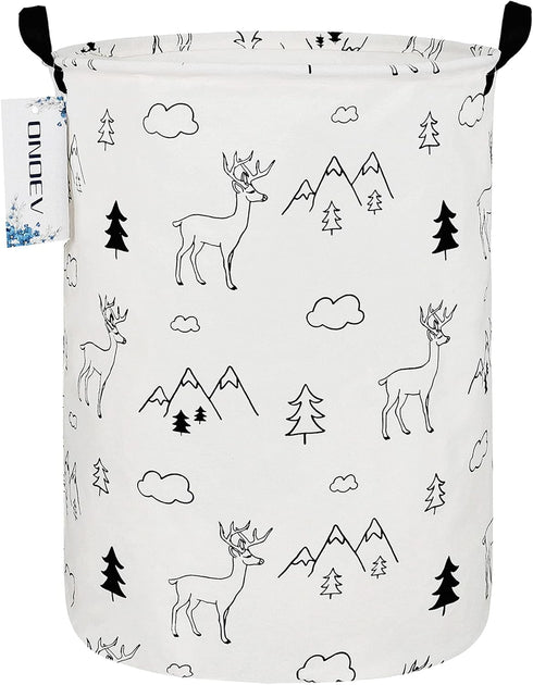 Round Fabric Storage Bin,Decorative Basket,Organizer Basket with Handles,for Clothes Storage,books and sundries(Forest deer), 19.7inch(H) x 15.7in...