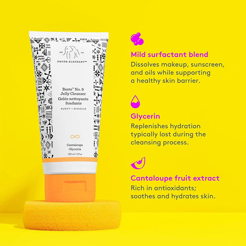 Drunk Elephant Beste No. 9 Jelly Cleanser - 2 fl oz (60 mL) - Gentle Face Wash and Makeup Remover for All Skin Types...