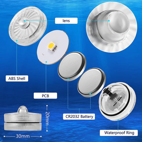 HL Submersible LED Light,Purple Small LED Light,100 Hours Waterproof Flameless Led Lights Battery Powered for Wedding Home Vase Festival Party Dec...