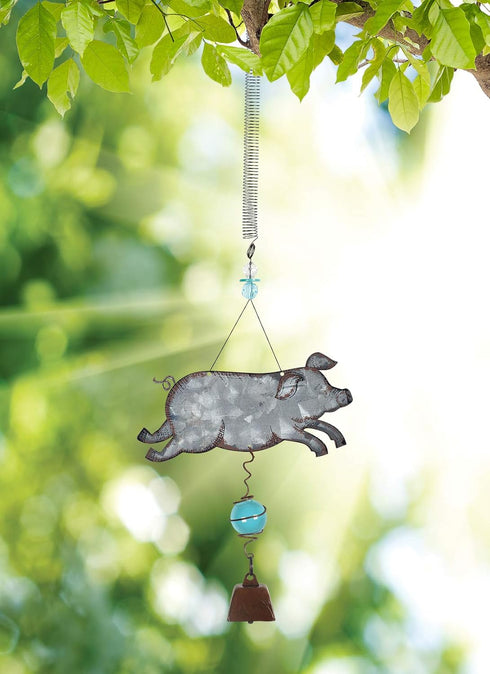 Sunset Vista Designs 92163 Bouncy Garden Decoration with Mini Cowbell, 11-Inch, Pig...