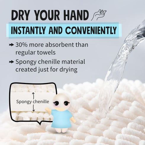 Sophie & Panda Fuzzy Ball Towel (Set of 2) White and Gray - Dry Your Hand Instantly conveniently with This Creative Bath Towel Set Decorative Towe...