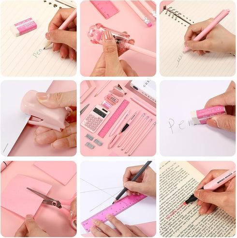 15 Pcs Back to School Supplies for Kids Cute Stationery Supplies Mini School Office Supplies Kit includes Stapler Ruler Pencils Scissor Pencil Sha...