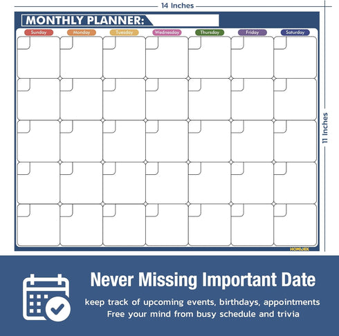 White Board Dry Erase Calendar: Weekly Menu Board Meal Planner Magnetic and Monthly Calendar for Fridge with Reusable Whiteboard Checklist, Dry Er...