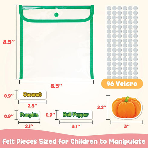 90 Felt Pieces Fruit Vegetable Felt Flannel Board Pieces Learning Fruit Vegetable with Name, Cute Educational Learning Toys Kids Interactive Story...