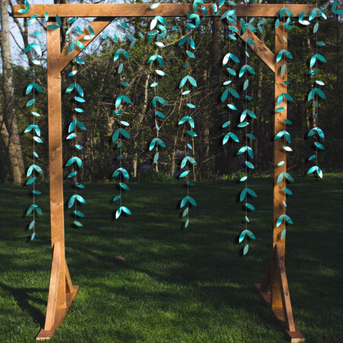 PinkBlume 52 Ft Dark Green Leaf Garland, Emerald Turquoise Paper Hanging Leaves Streamer, Teal Aqua Green Banner for Wedding, Bridal Shower, Engag...