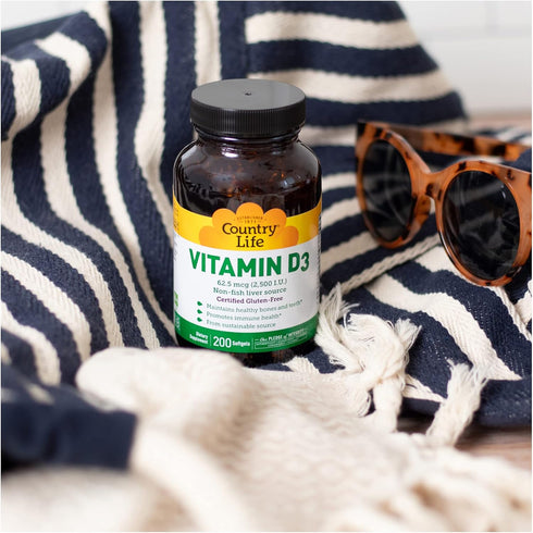Country Life Vitamin D3 2500 IU Soft Gels, Larger, 200 sg, 200 Count...