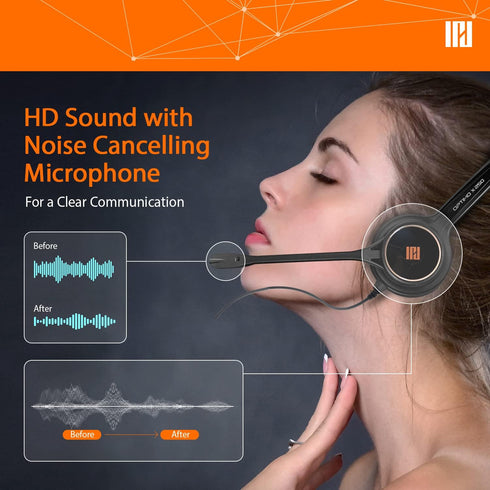 IPD IPH-255 Phone Headset with Noise cancelling Microphone for Office and Call center -Compatible with Cisco landline phones -7800/7900/8800/6945 ...