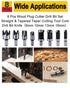 Rocaris 8pcs Wood Plug Cutter Drill Bit Set Straight and Tapered Taper Cutting Tool Cork Drill Bit Knife 6mm 10mm 13mm 16mm...