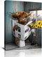 RAMEFLAO Highland Cow Bathroom Decor Funny Bathroom Wall Art Farmhouse Cow In The Toilet Picture Rustic Cow Bathroom Canvas Painting Home Wall Dec...