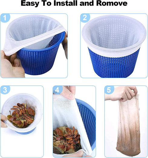 20 Pack Pool Skimmer Socks,Reusable Effective Pool Filter Basket Socks?Pool Filter Socks Net Saver for Inground and Above Ground Pools/Pool Skimme...
