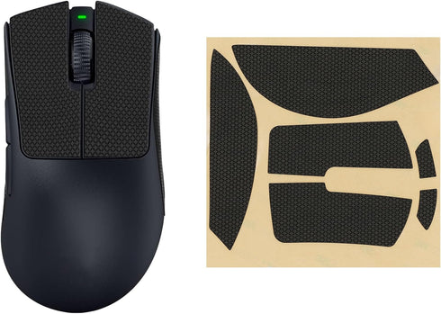 kwmobile Mouse Grip Tape Compatible with Razer DeathAdder V3 Pro Grip Tape - Non-Slip Faux Leather - Black...