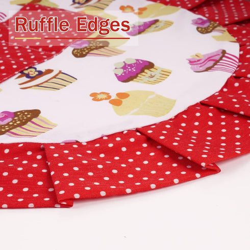ASPMIZ Cupcake Kids Apron, Red Baking Bib Apron for 2-6 Years Child, Girls Chef Apron with Pockets for Gardening Painting, Adjustable Kitchen Apro...