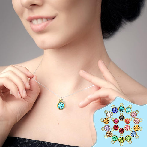 80 Pieces Crystal Birthstone Charms with 200 Jump Ring Handmade DIY Beads Pendant Mixed Color Birthstones for Jewelry Making Round Charms for Brac...