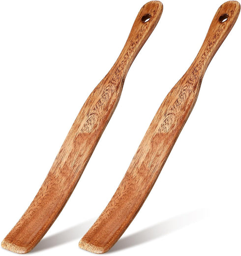 11 Inch Acacia Wooden Sourdough Spatula Bread Mixing Stir Stick Spurtle with Hanging Hole Wooden Kitchen Spreading Cooking Mixing Tool for Sourdou...