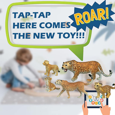 Gemini&Genius Jaguar Toys, Safari Animal Cheetah Toys, Leopard Family Playset Figures, Wildlife World Models, Birthday Cake Toppers or Gifts for K...