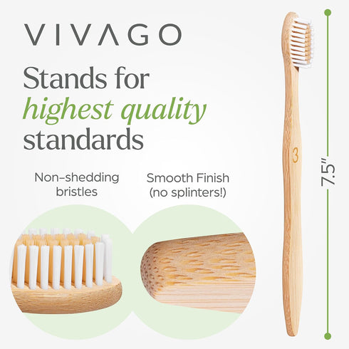 Bamboo Toothbrushes 10 Pack - BPA Free Soft Bristles Toothbrushes, Eco-Friendly, Natural Wooden Toothbrush...