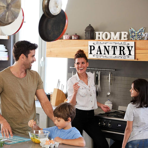 Pantry Sign Wall Decor Farmhouse Pantry Sign Wooden Rustic Retro Hanging Wooden Art Printed Decor for Home Room Holiday Decoration, 16 x 6 Inches(...