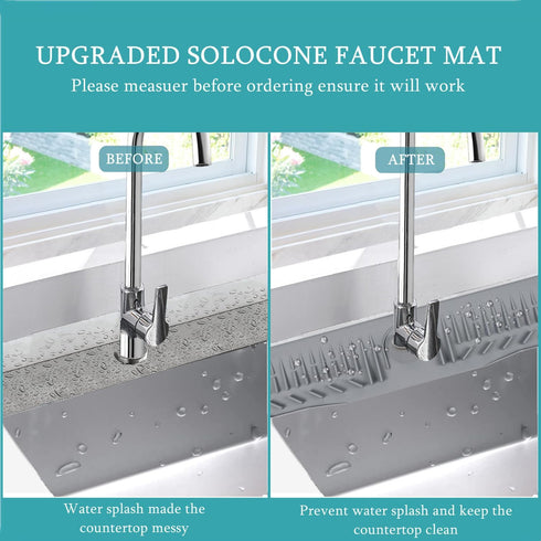 24 inch Silicone Draining Mat for Kitchen Sink,90° Foldable Design,Longer Silicone Faucet Handle Drip Catcher Tray for Kitchen Countertop,Bathroom...