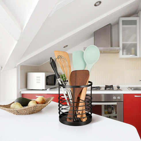 RedCall Utensil Holder for Kitchen Countertop,Metal Spatula Holder,Cooking Utensil Holder for Spoon,Wire Utensil Organizer,Stainless Steel Round U...