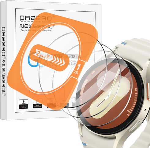 Orzero (3 Pack) Tempered Glass Watch Screen Protector for Samsung Galaxy Watch 7 40mm, with Auto Alignment Tool 9 Hardness High Definition Anti-Sc...