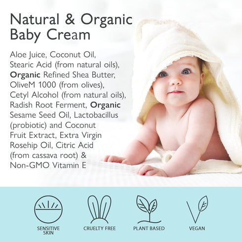 SoCal Suds & Company - Natural & Organic Baby Cream - Gentle Moisturizing for Sensitive Tender Infant Skin, Nourishing Hydration with Aloe & Cocon...