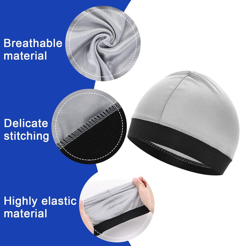 4 Pieces Wave Cap Kid, Children's Satin Wave Cap for Boys and Girls Boo Boo Cap for Men Football Cap Sports Wicking Cap Running Hat Elastic Caps M...