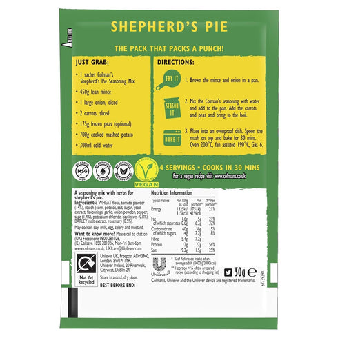 Colman's Shepherd's Pie Recipe Mix perfect with creamy mashed potato quick to prepare pie mix 50 g...
