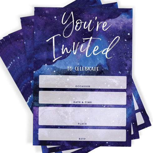 Printed Party Kids Birthday, Outer Space Galaxy, 25 Invitations and Envelopes...