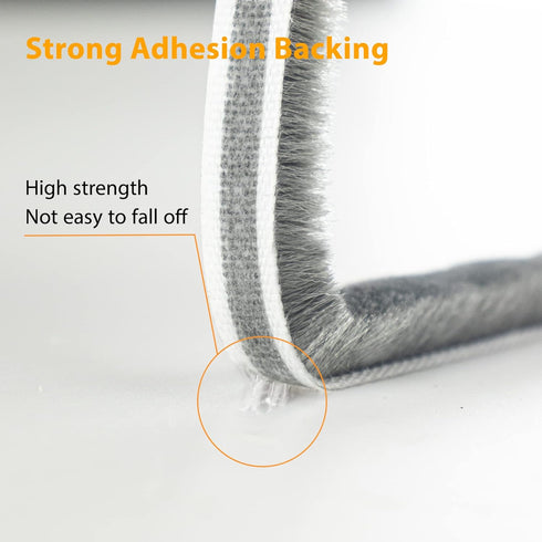 39.4FT Brush Weather Stripping, Neat Pile Self Adhesive Seal Strip for Windows and Door, Weatherstrip for Soundproofing, Windproof, Dustproof, Str...