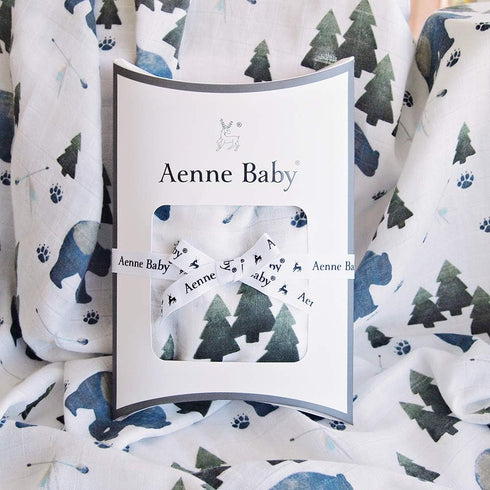 AENNE BABY Muslin Swaddle Blanket for Boys & Girls, Infant Toddler Quilt, Luxurious Wrap, Soft and Silky Stroller & Nursing Cover, Tribal Bear in ...